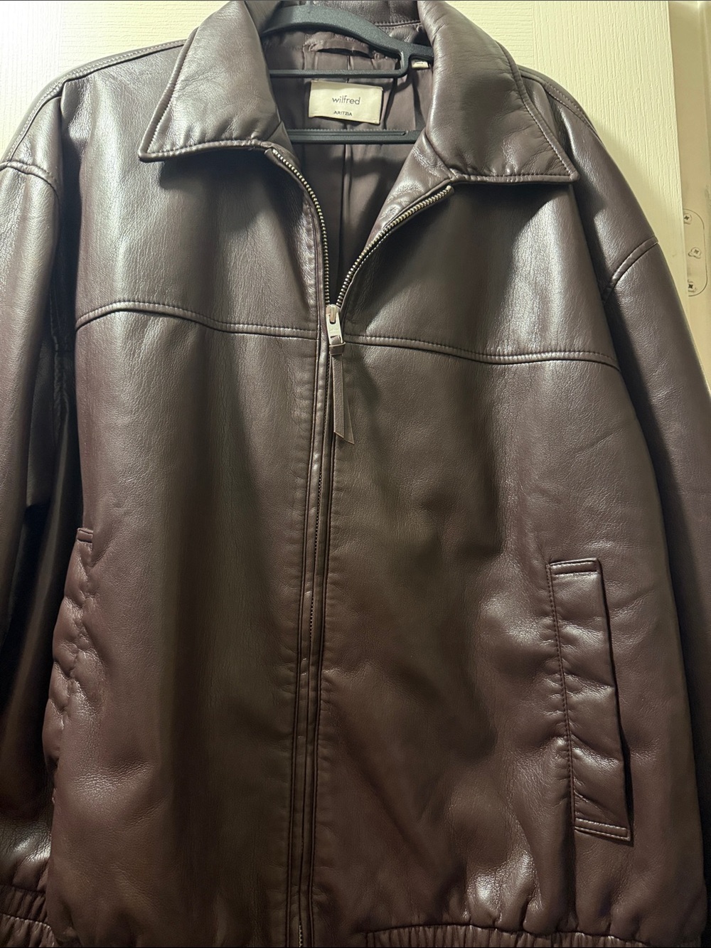 Wilfred Men's Dark Brown Leather Bomber Jacket
